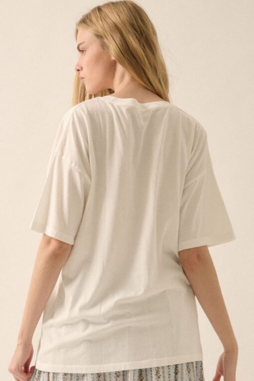 Duo flowers vintage-wash oversized graphic tee - Image 6
