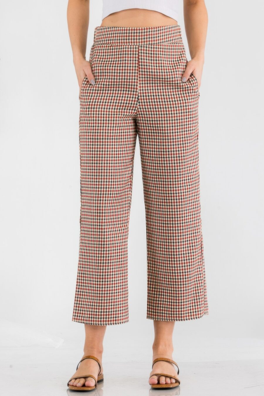 Gingham high waist pants