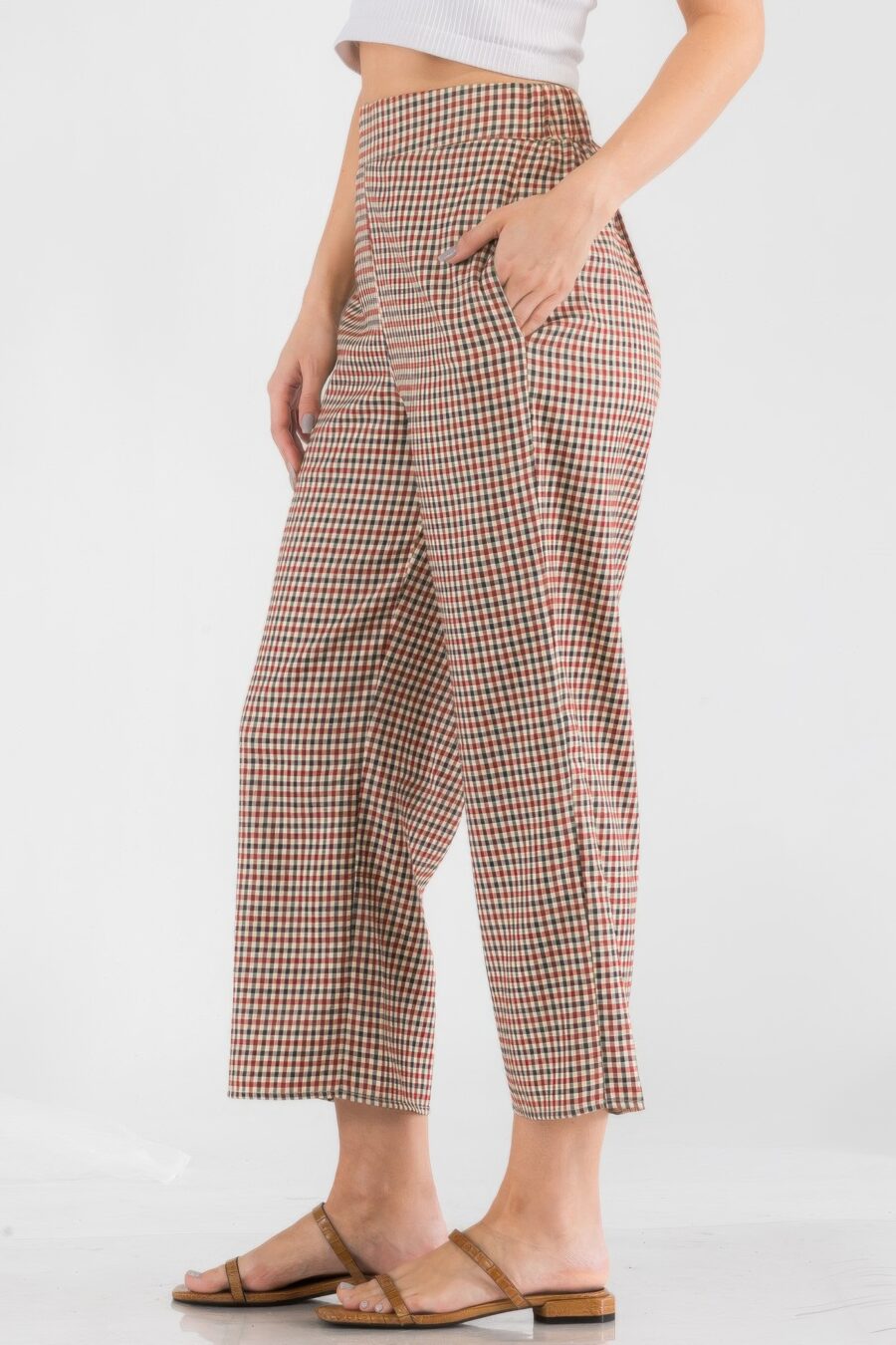 Gingham high waist pants