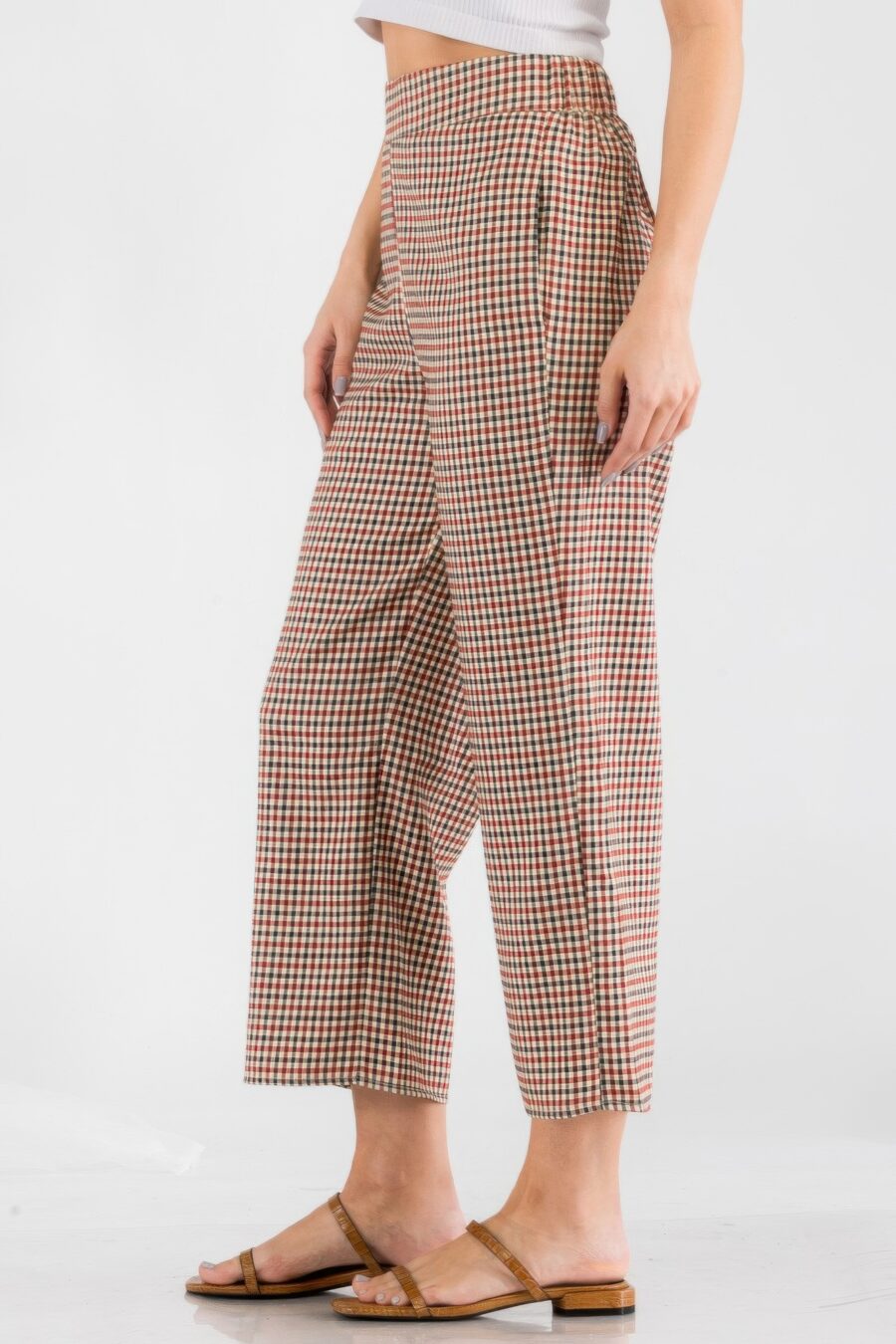 Gingham high waist pants