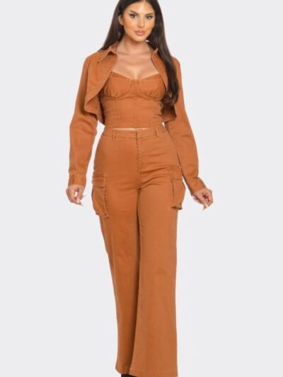 Crop Jacket 3pcs Set