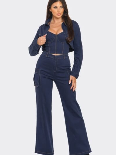 Crop Jacket 3pcs Set