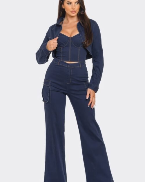 crop jacket 3pcs set