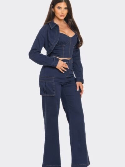 Crop Jacket 3pcs Set