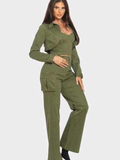 Crop Jacket 3pcs Set