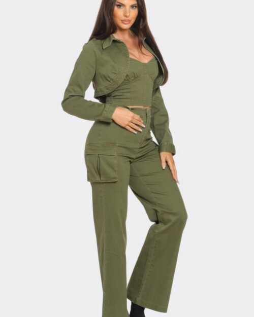 crop jacket 3pcs set