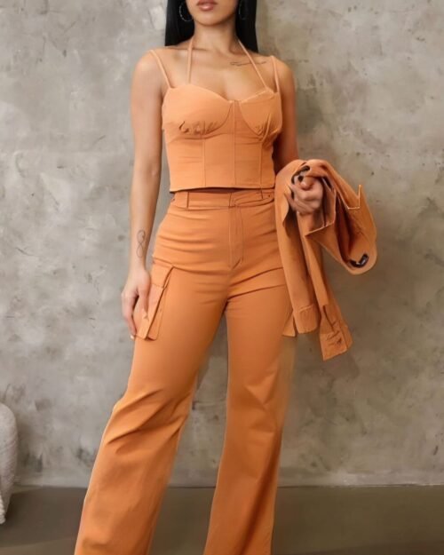 crop jacket 3pcs set