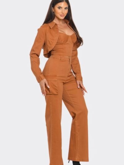Crop Jacket 3pcs Set