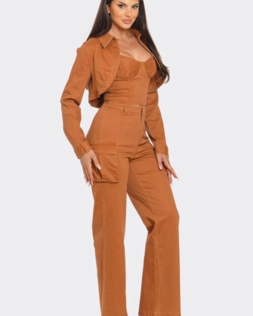 crop jacket 3pcs set