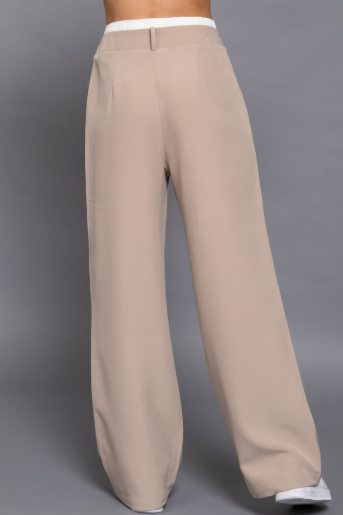 Contrast waist boxer straight long pants