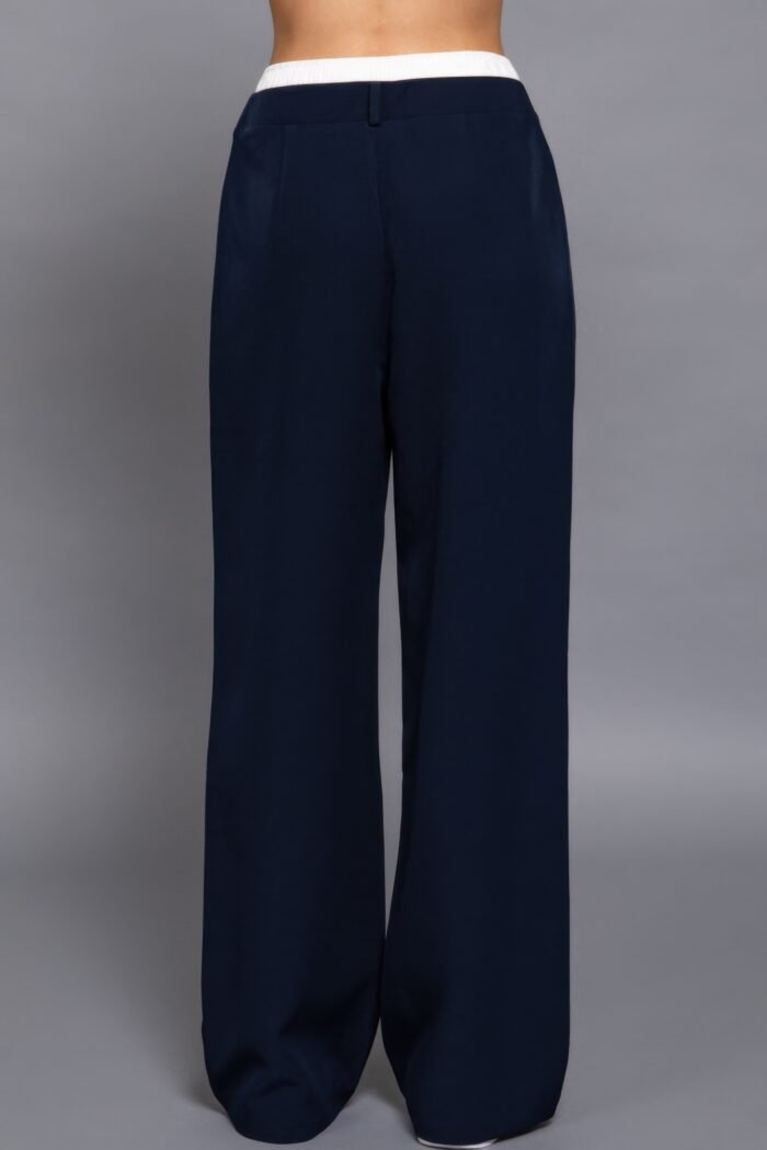 Contrast waist boxer straight long pants