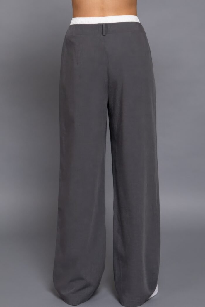 Contrast waist boxer straight long pants