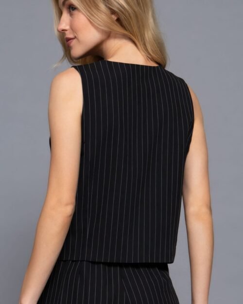 v-neckline pin stripe woven vest