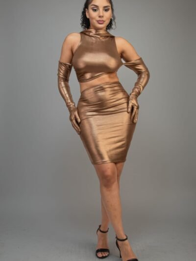 Short Dress With Gloves & Hoodie hooded mini dress with gloves — Bronze cut-out style