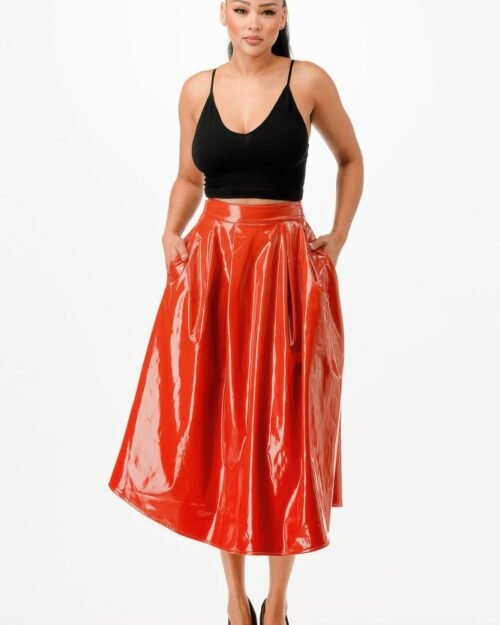 glam midi skirt with invisible zipper and pockets