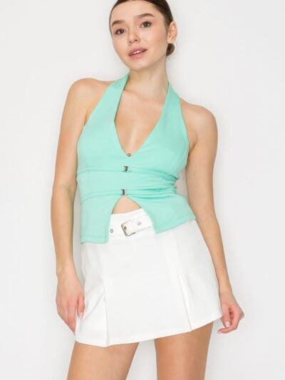Halter Neck Buckled Open-back Top Halter Neck Buckled Open-back Top