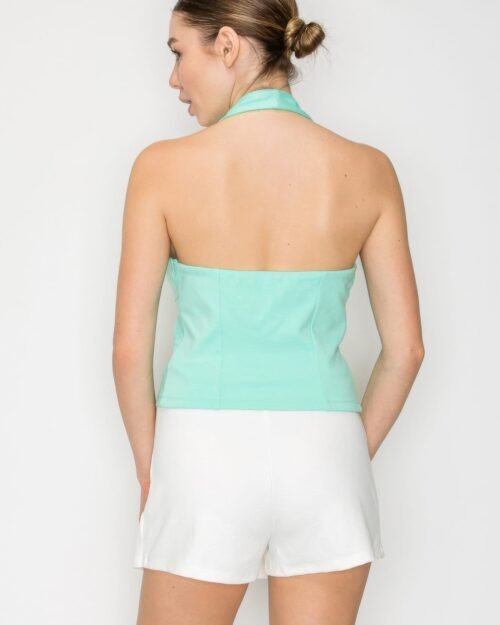 halter neck buckled open-back top