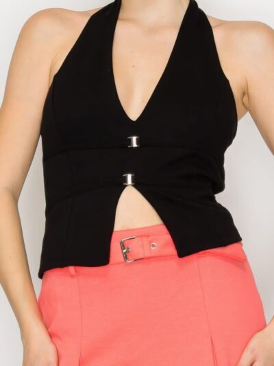 Halter Neck Buckled Open-back Top Halter Neck Buckled Open-back Top