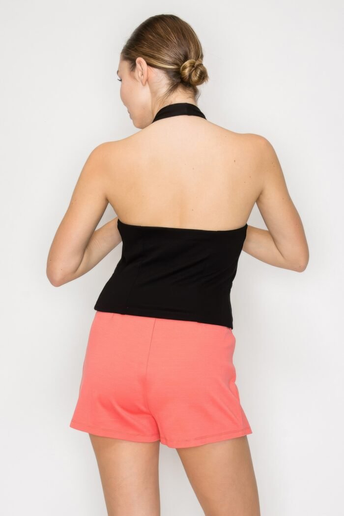 Halter neck buckled open-back top