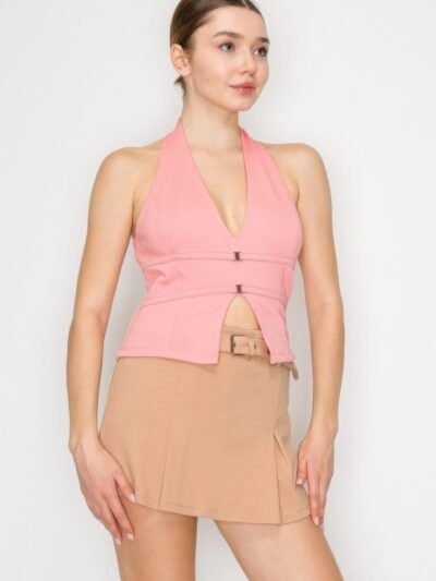 Halter Neck Buckled Open-back Top Halter Neck Buckled Open-back Top