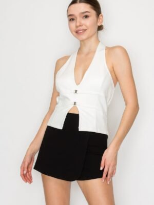 Halter Neck Buckled Open-Back Top 