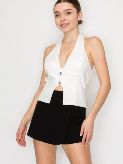 Halter Neck Buckled Open-Back Top 