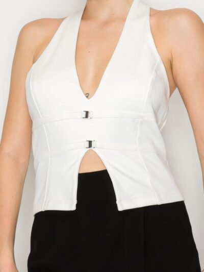 Halter Neck Buckled Open-back Top Halter Neck Buckled Open-back Top