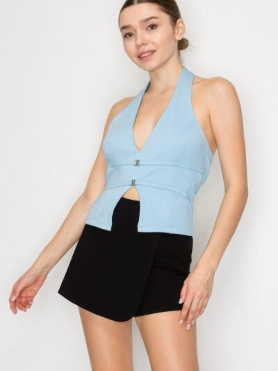 Halter Neck Buckled Open-back Top Halter Neck Buckled Open-back Top