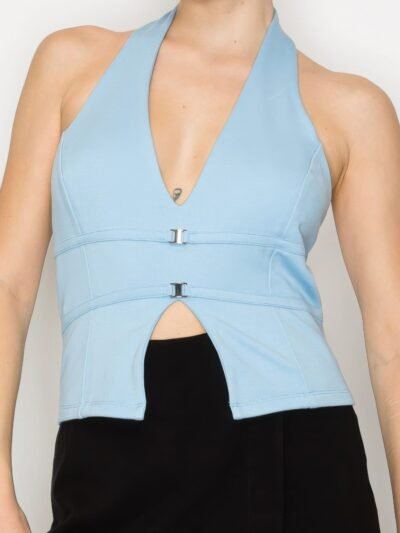 Halter Neck Buckled Open-back Top Halter Neck Buckled Open-back Top