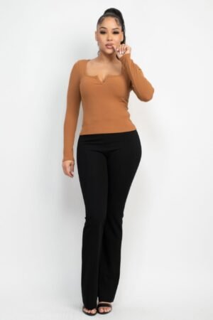 Solid V-collared Neck Top Solid V-collared Neck Top