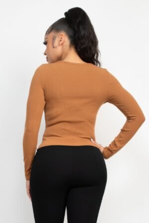 Solid V-collared Neck Top Solid V-collared Neck Top