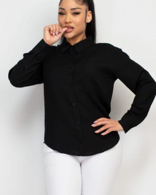 button down collared linen shirt