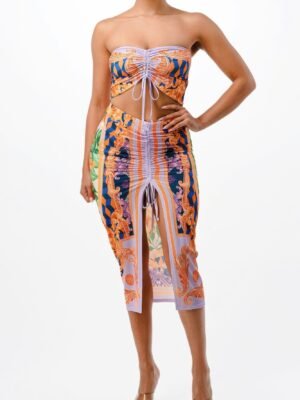 Adjustable Ruching Midi Skirt Set