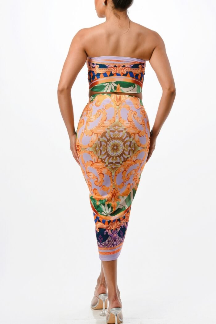 Adjustable ruching midi skirt set