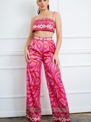 Bra Top And Wide Leg Pants Set