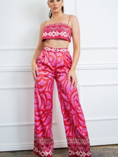 Bra Top And Wide Leg Pants Set