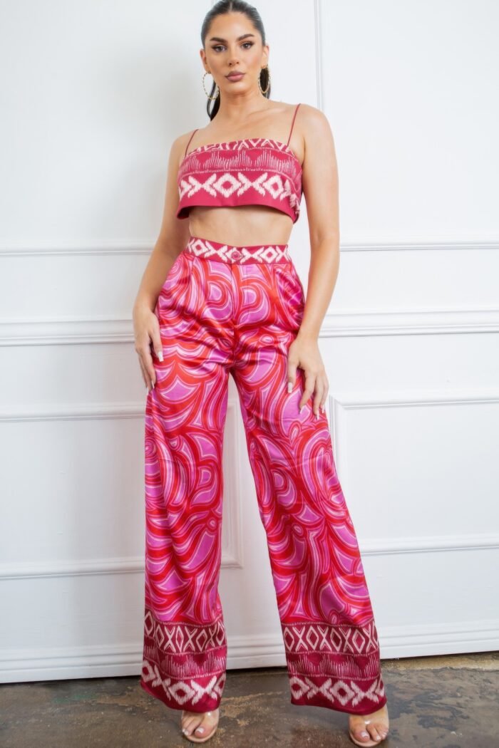 Bra top and wide leg pants set - image 1