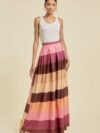 Color Block Maxi Skirt With Pockets