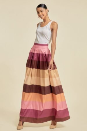 Color Block Maxi Skirt With Pockets Color Block Maxi Skirt With Pockets