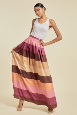 Color Block Maxi Skirt With Pockets Color Block Maxi Skirt With Pockets