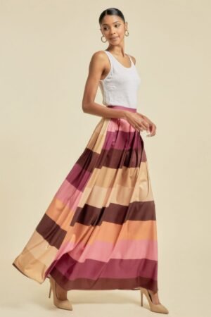 Color Block Maxi Skirt With Pockets Color Block Maxi Skirt With Pockets