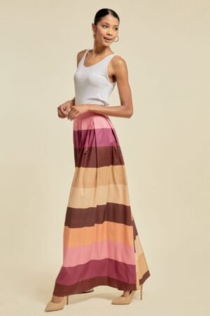 Color Block Maxi Skirt With Pockets Color Block Maxi Skirt With Pockets
