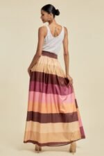 Color Block Maxi Skirt With Pockets - Image 7