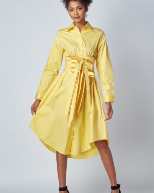 Shirt Dress With Tie Up Belt Detail
