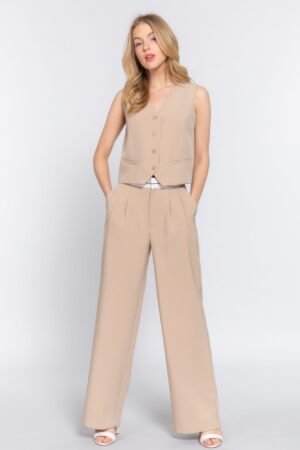 Contrast Waistband Straight Long Pants Contrast Waistband Straight Long Pants