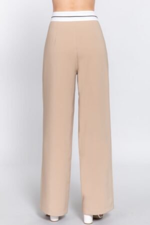 Contrast Waistband Straight Long Pants Contrast Waistband Straight Long Pants