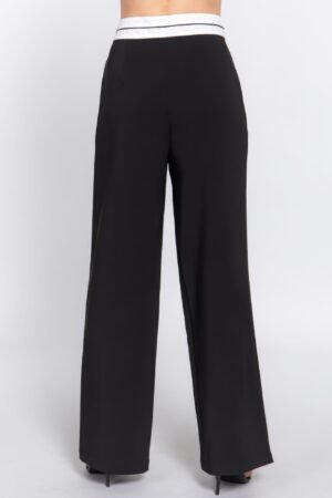 Contrast Waistband Straight Long Pants Contrast Waistband Straight Long Pants