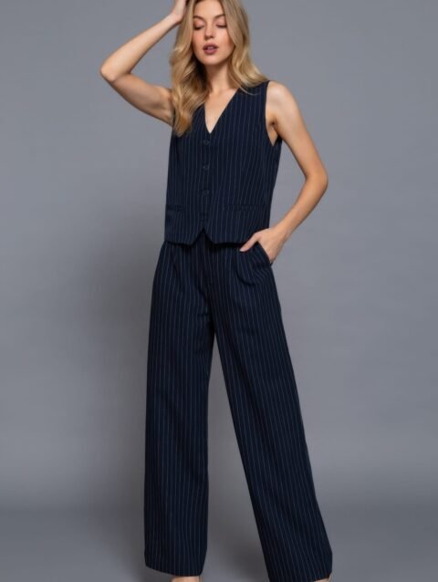 Pin Stripe Woven Straight Pants