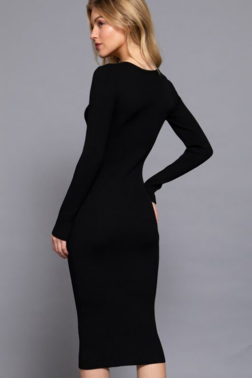 Henley Neck Midi Sweater Dress - Image 8