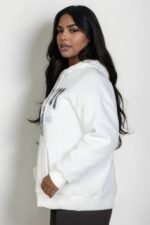Plus size graphic kangaroo pocket drawstring hoodie with Eastcoast logo in black, navy, red, and white colors
